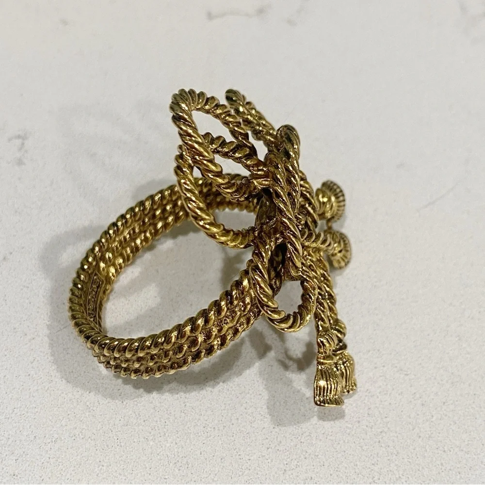 RJ Graziano Gold Bow Napkin Rings Set Of 4